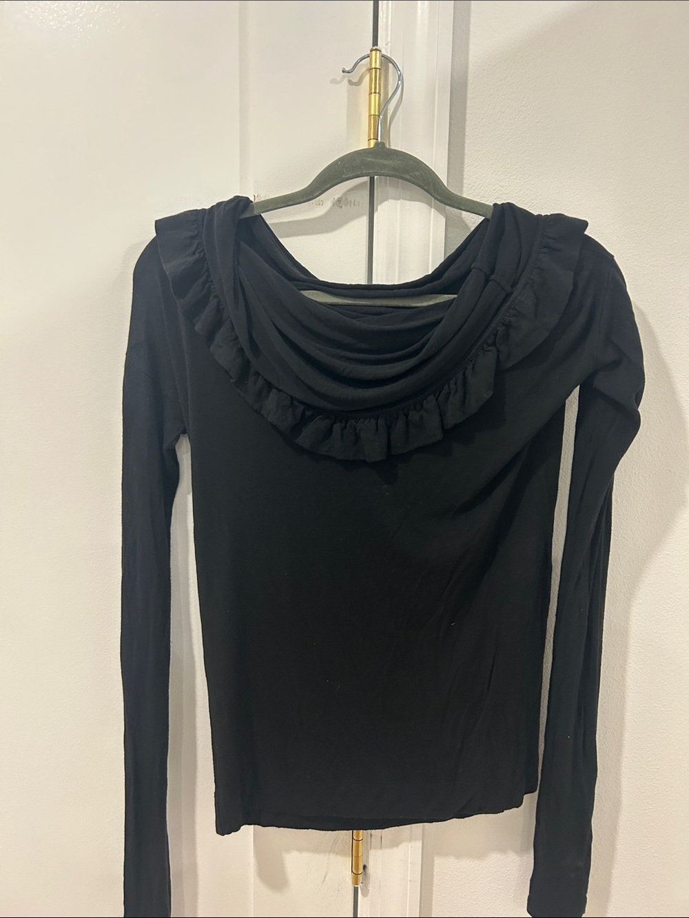 Stella McCartney Black Long-Sleeve Ruffle Cowl Top
